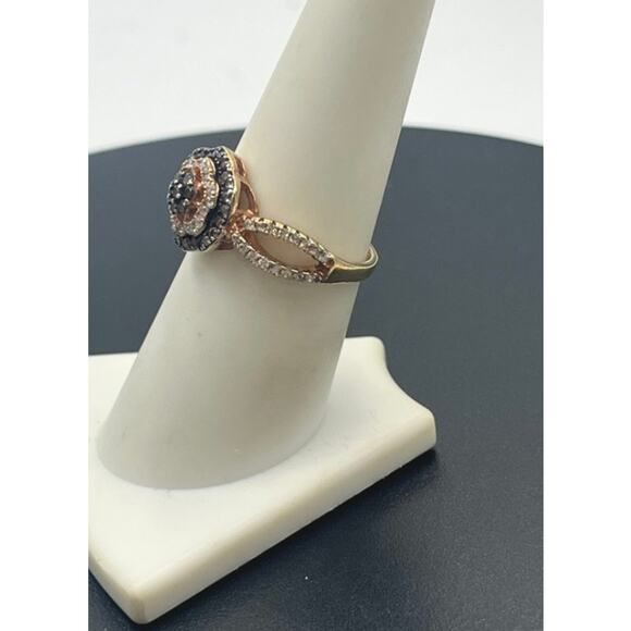 FZN CN Brown Clear Cubic Zirconia 18k Rose Gold Over Sterling Silver Ring Sz 7.5 - Picture 2 of 9